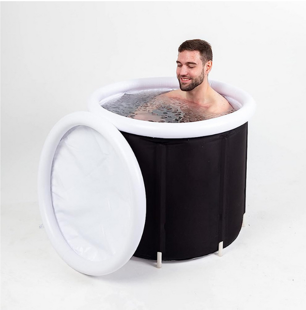 Large Portable Ice Bath Cold Plunge Tub for Athlete Recovery - Ice Bath Tub with Carrying Case 5 Layer Inflatable Collapsible & Freestanding Cold Water Therapy