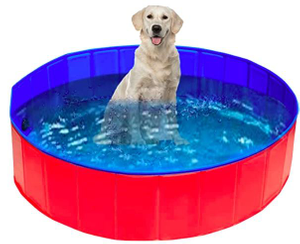 Dog Swimming Pool Foldable Pool Dog Tub Outdoor Pool with MDF Board Inside and Anti-Skid Inner Layer Suitable for Dog Cat Pet an