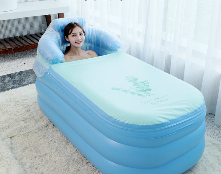 Inflatable Adult Bath Tub, FreeStanding Blow Up Bathtub with Foldable Portable Feature for