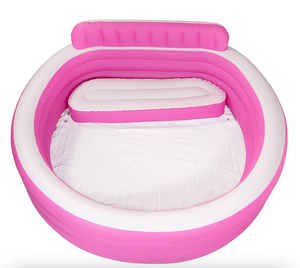 Inflatable Family Pool with Seat, Cupholder and Backrest