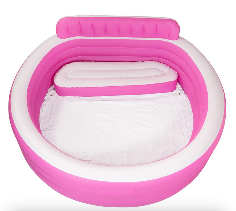 Inflatable Family Pool with Seat, Cupholder and Backrest