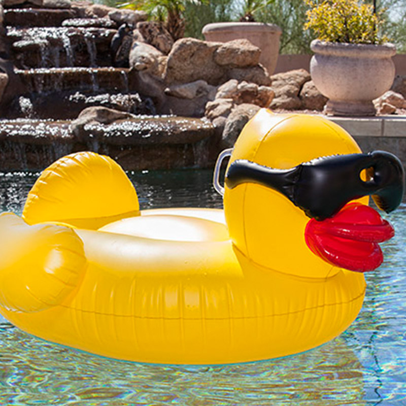 Custom Design Toys Big Duck Floats Shape PVC Made 190*170cm Size Swim Mattress Inflatable Pool Float