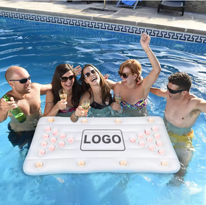 Pool Party Barge Floating BeerPong Table with Cup Holders