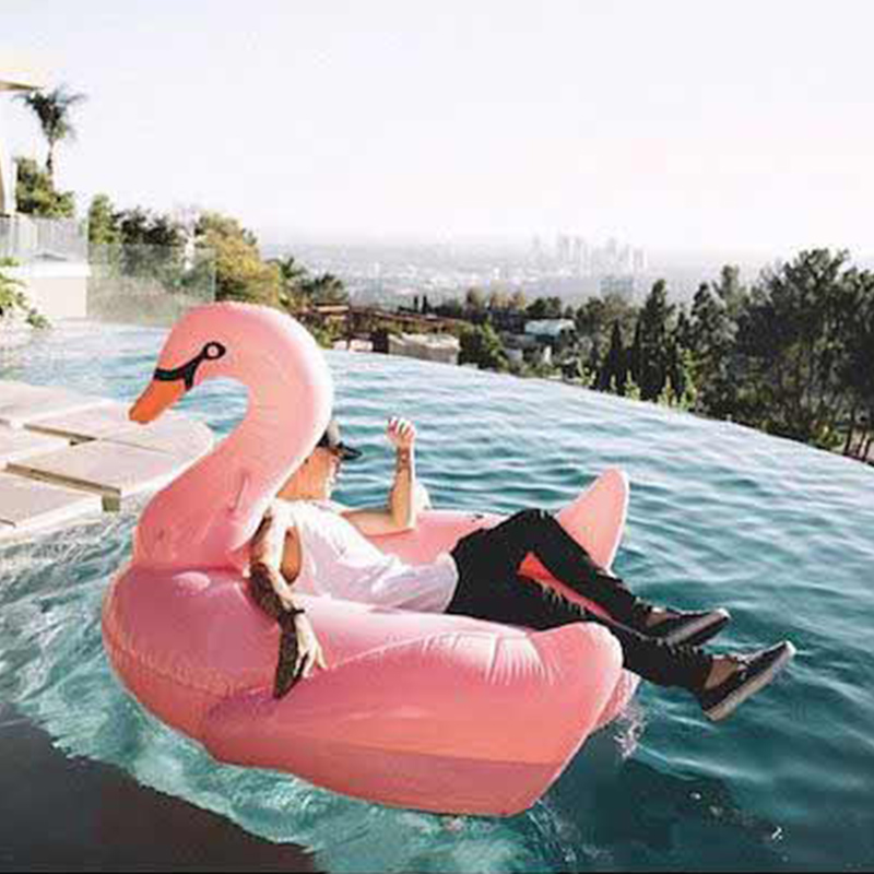 New Inflatable Pink Flamingo Pool Floating Party Bird Island Water Lake Raft Lounger For 6 Person